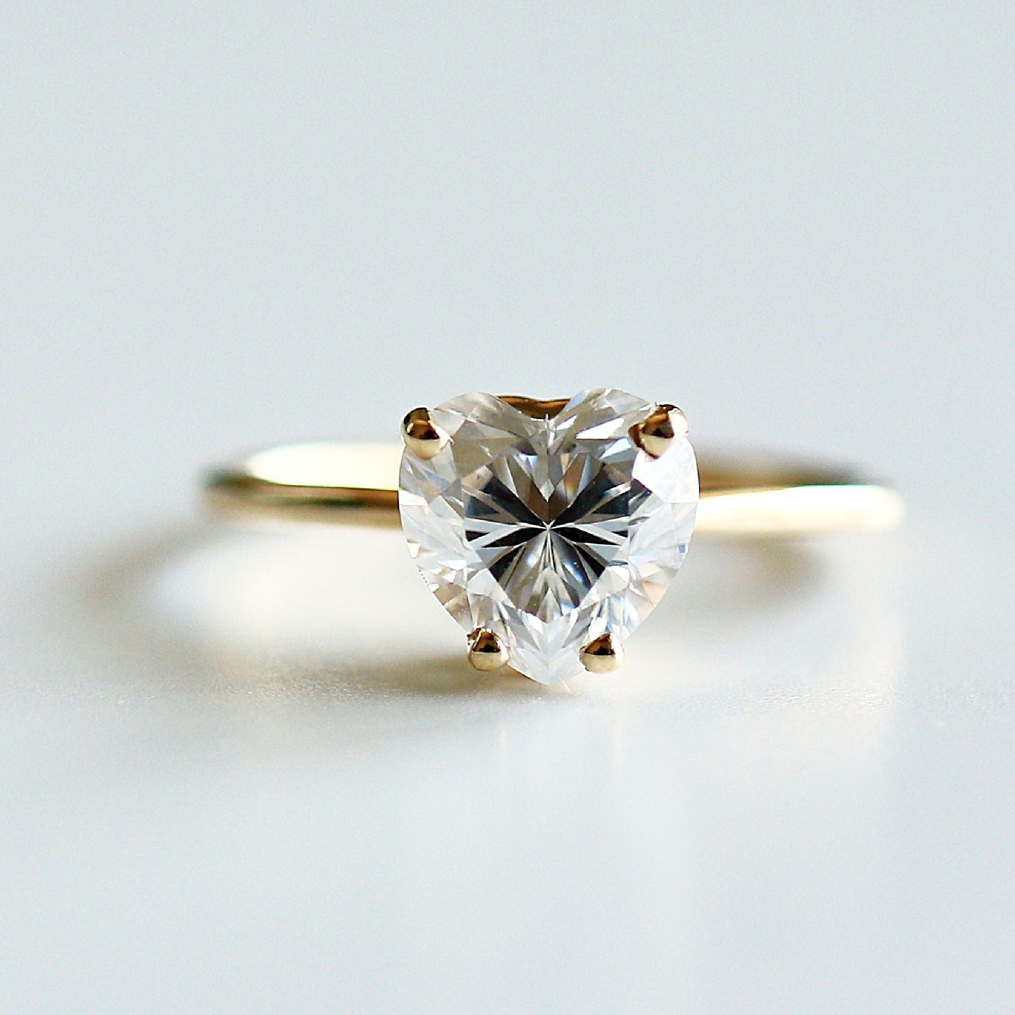 Heart Moissanite Ring 14k Gold, 1.3 Ct. Heart Moissanite Engagement Ring - Melt'm Jewelry