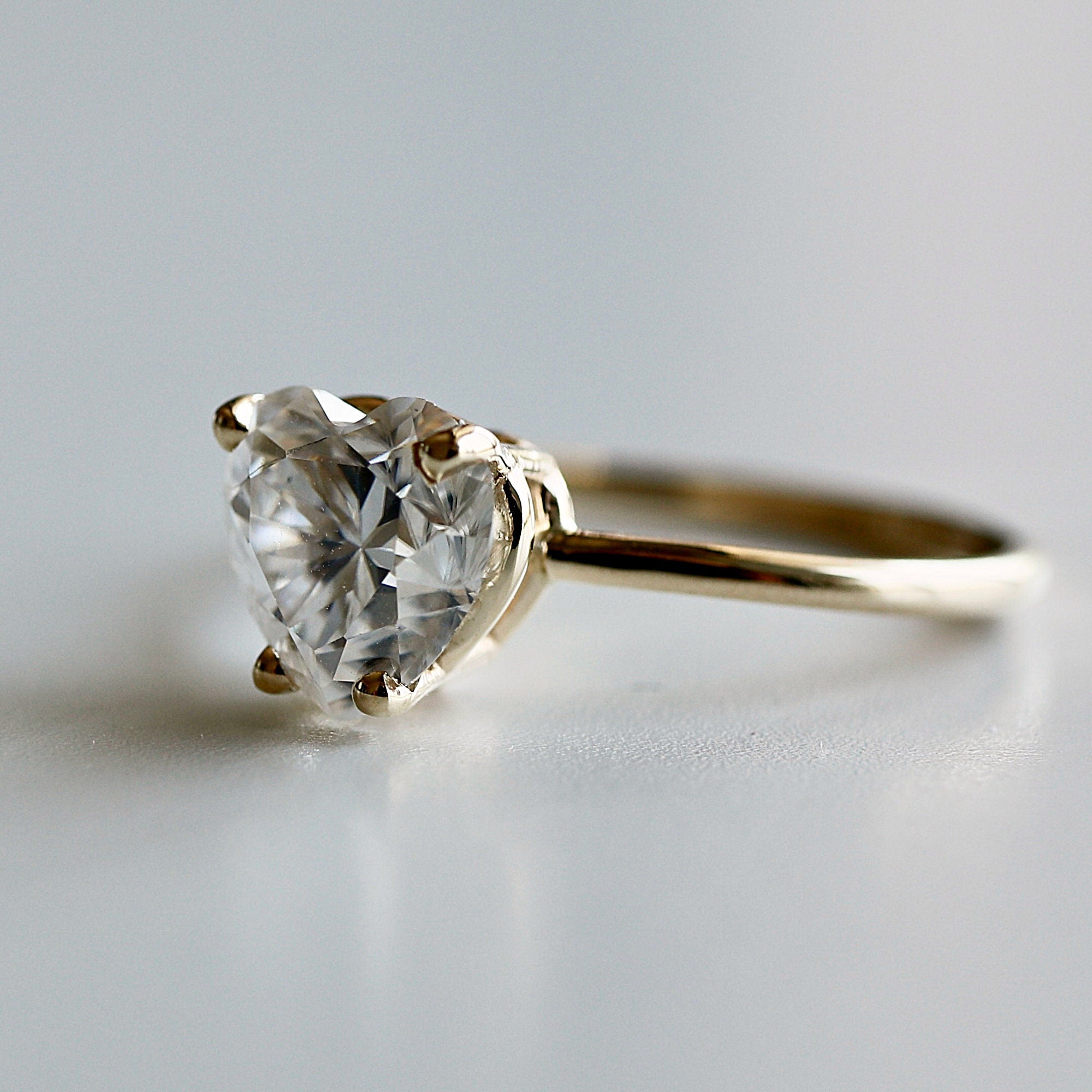 Heart Moissanite Ring 14k Gold, 1.3 Ct. Heart Moissanite Engagement Ring - Melt'm Jewelry