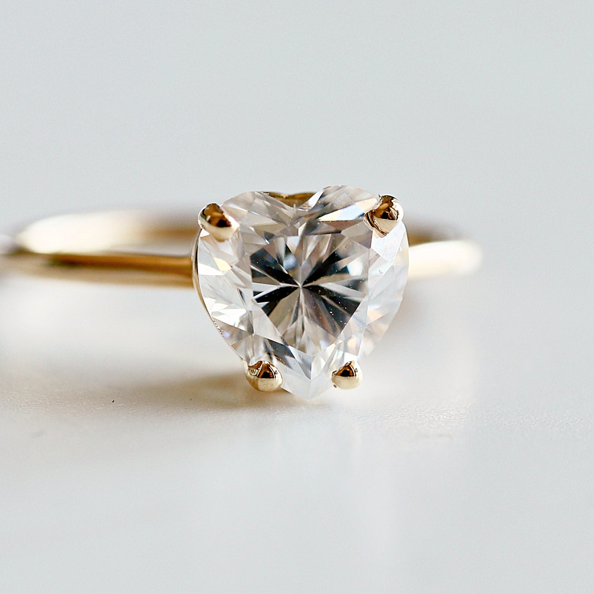 Heart Moissanite Ring 14k Gold, 1.3 Ct. Heart Moissanite Engagement Ring