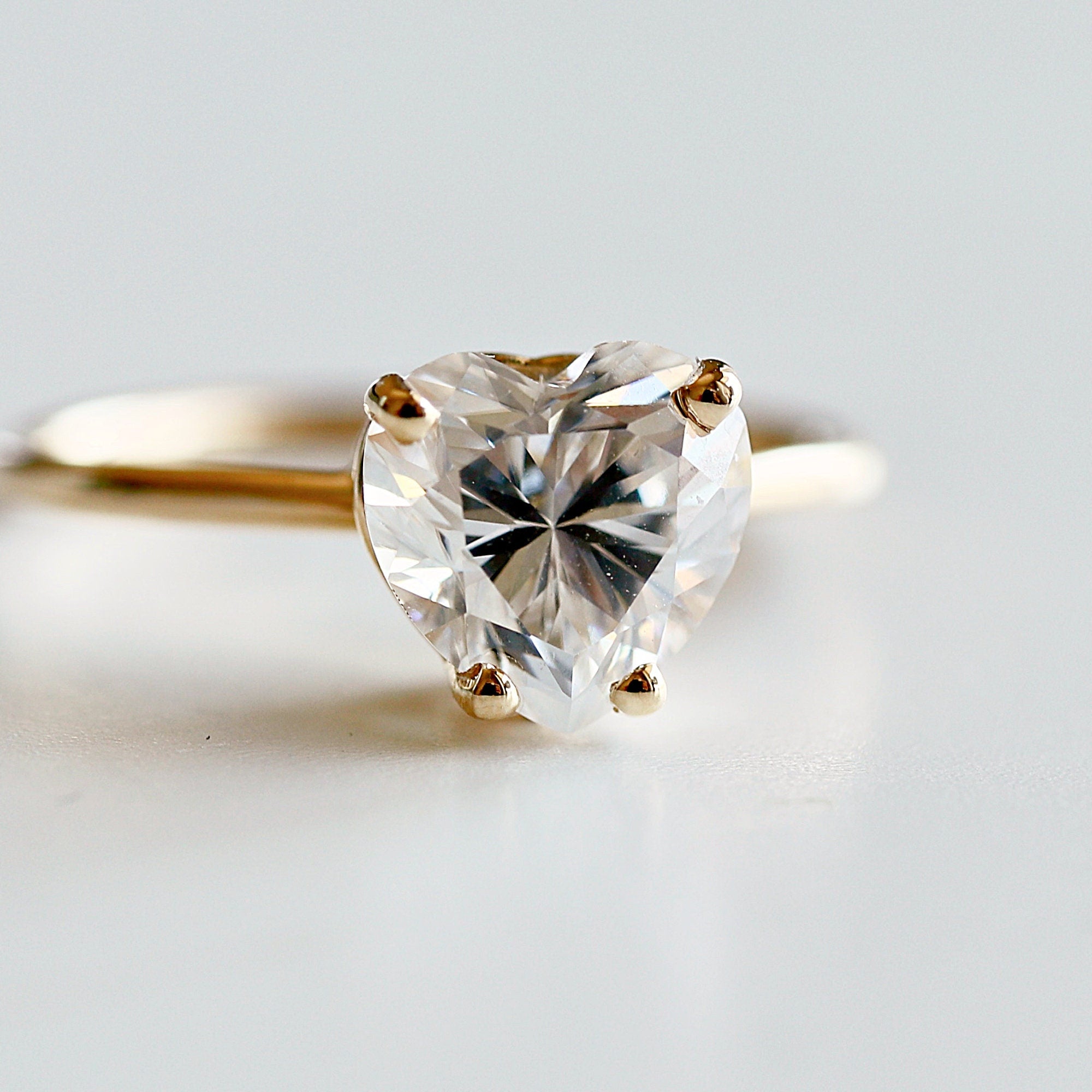 Heart Moissanite Ring 14k Gold, 1.3 Ct. Heart Moissanite Engagement Ring - Melt'm Jewelry