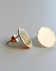 Hammered Gold Disc Stud Earrings