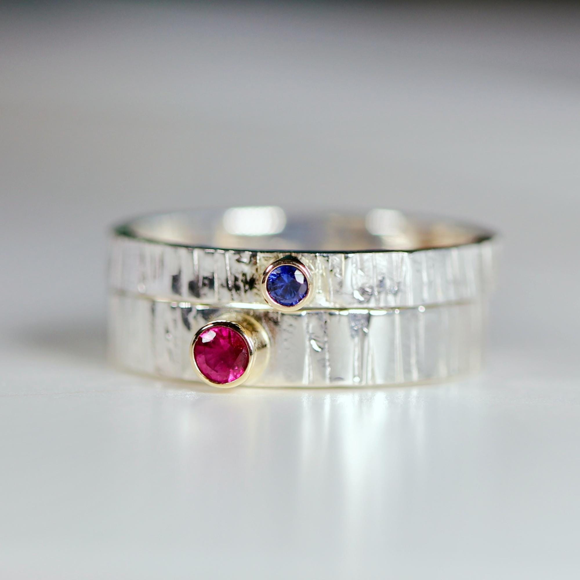 Ruby Ring, Mixed Metal Ring, Sterling Silver Ruby Ring