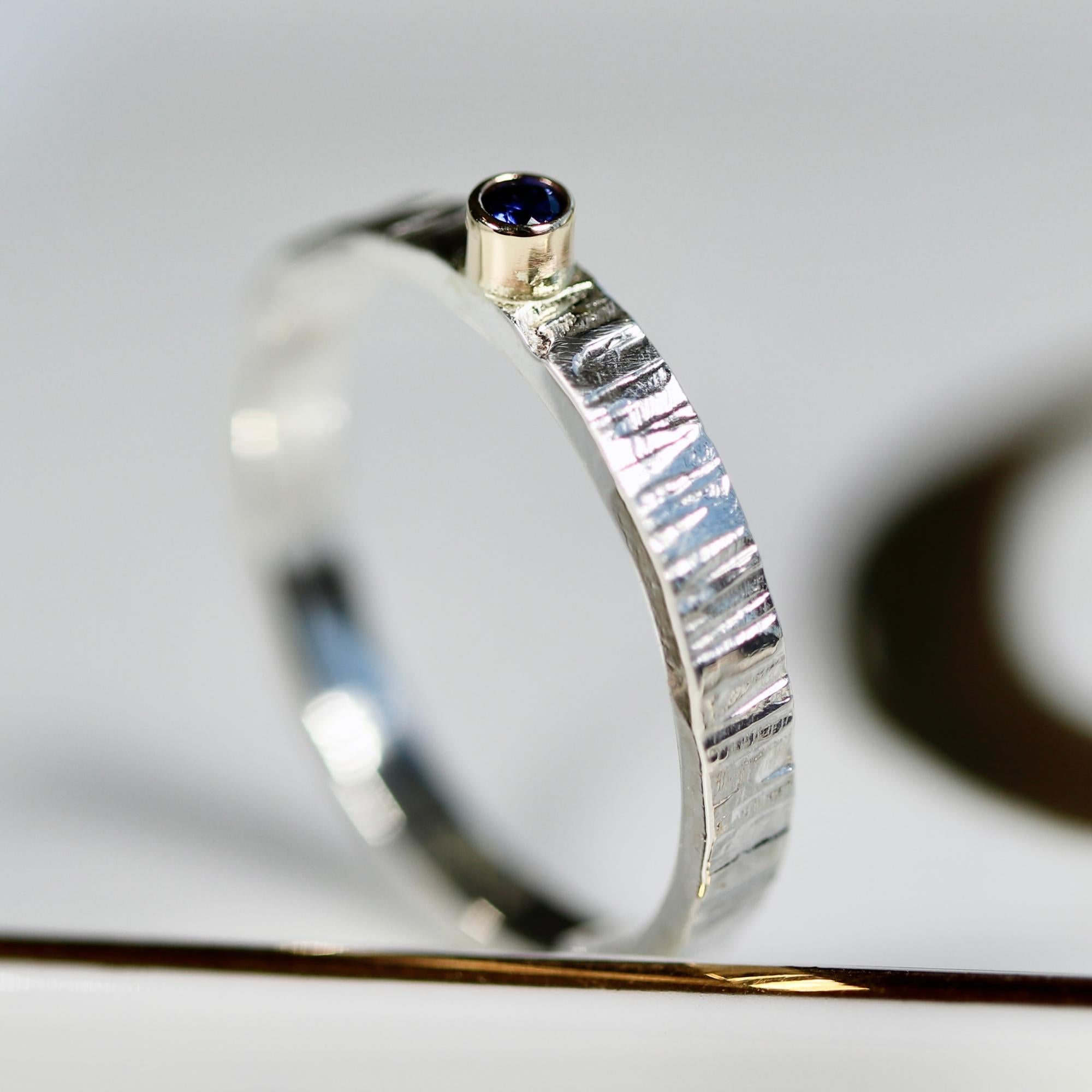 Mixed Metal Ring, Sterling Silver Sapphire Ring