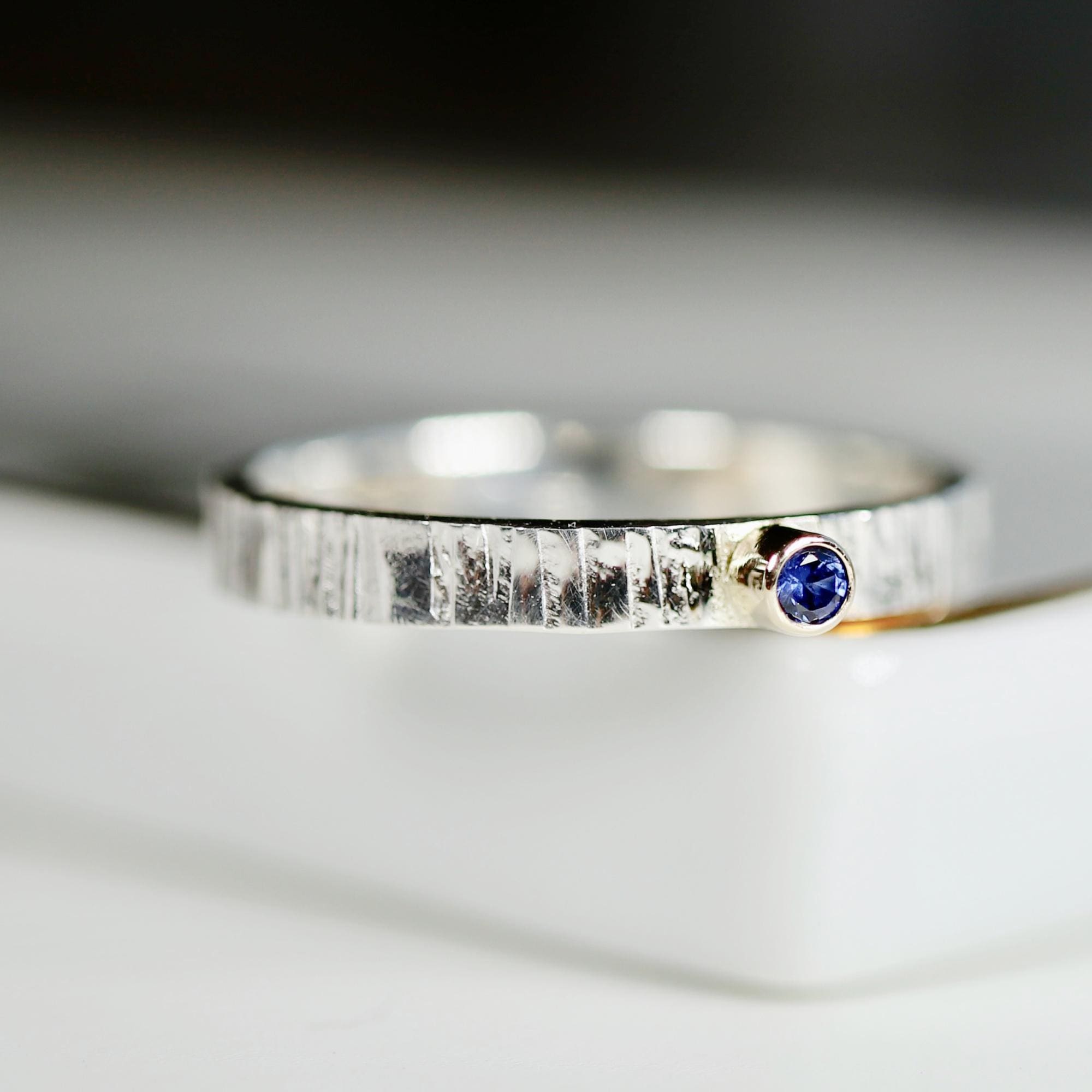 Mixed Metal Ring, Sterling Silver Sapphire Ring