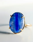 Deep Blue Kyanite Ring 14k Solid Gold, Genuine Natural Kyanite Ring, Handmade Oval Kyanite Ring, Statement Ring