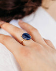 Deep Blue Kyanite Ring 14k Solid Gold, Genuine Natural Kyanite Ring, Handmade Oval Kyanite Ring, Statement Ring