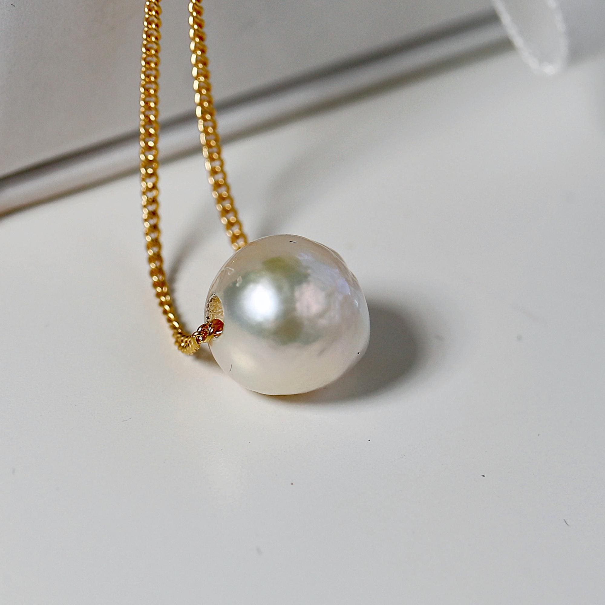 Natural Siding Pearl Necklace, June Birthstone Jewelry Gold Filled - Melt'm Jewelry