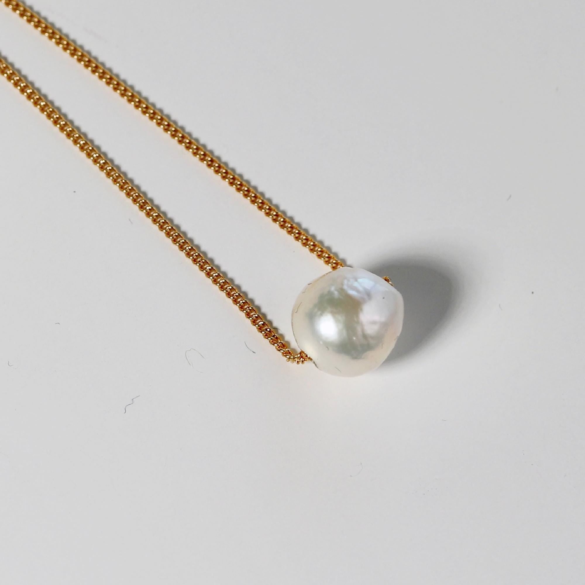 Natural Siding Pearl Necklace, June Birthstone Jewelry Gold Filled - Melt'm Jewelry