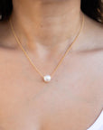 Natural Siding Pearl Necklace, June Birthstone Jewelry Gold Filled