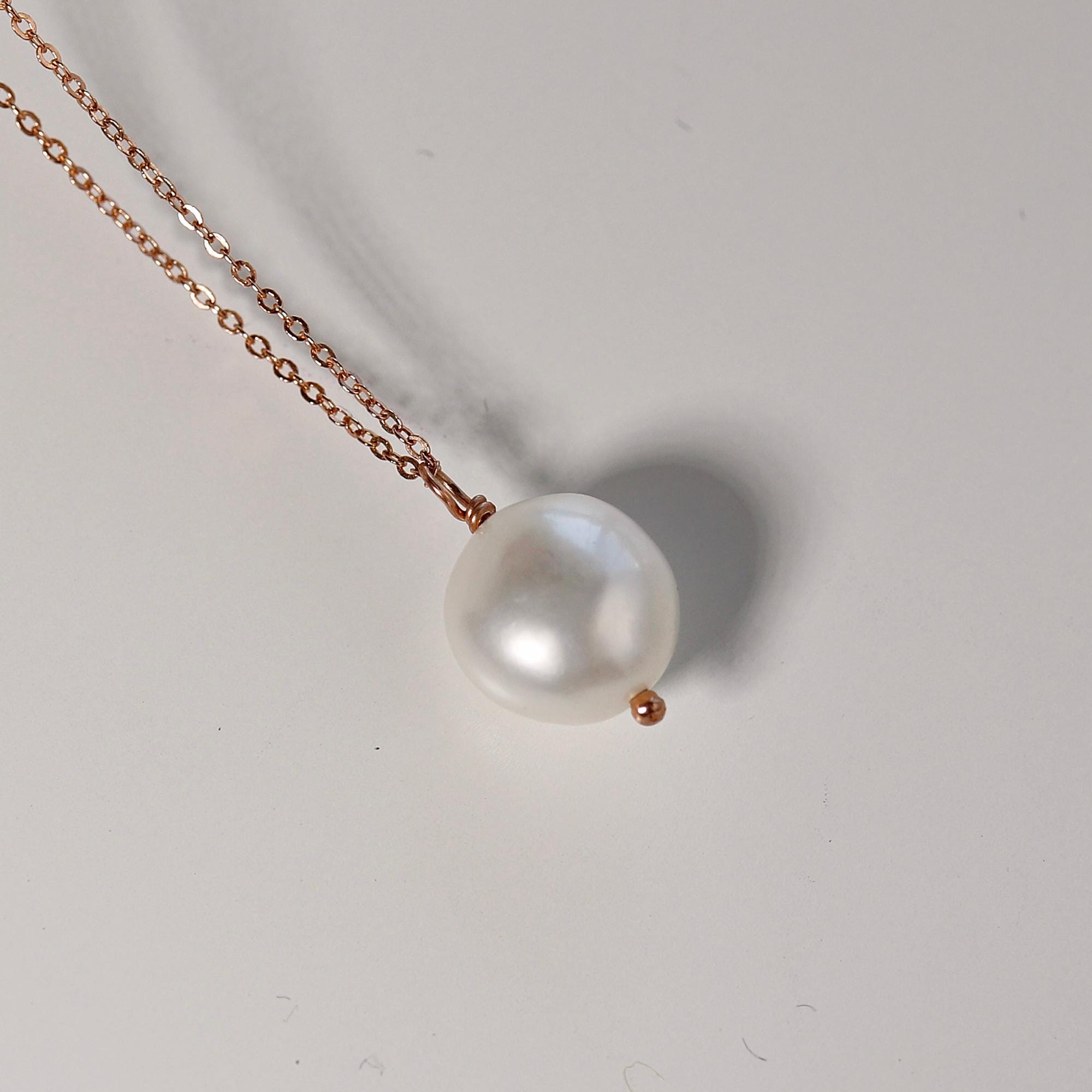 Rose Gold Natural Pearl Necklace, Freshwater Pearl Necklace Rose Gold Filled, June Birthstone, Layering Necklace, Bridal Jewelry