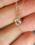 Heart White Topaz Charm or Necklace 14k Solid Gold