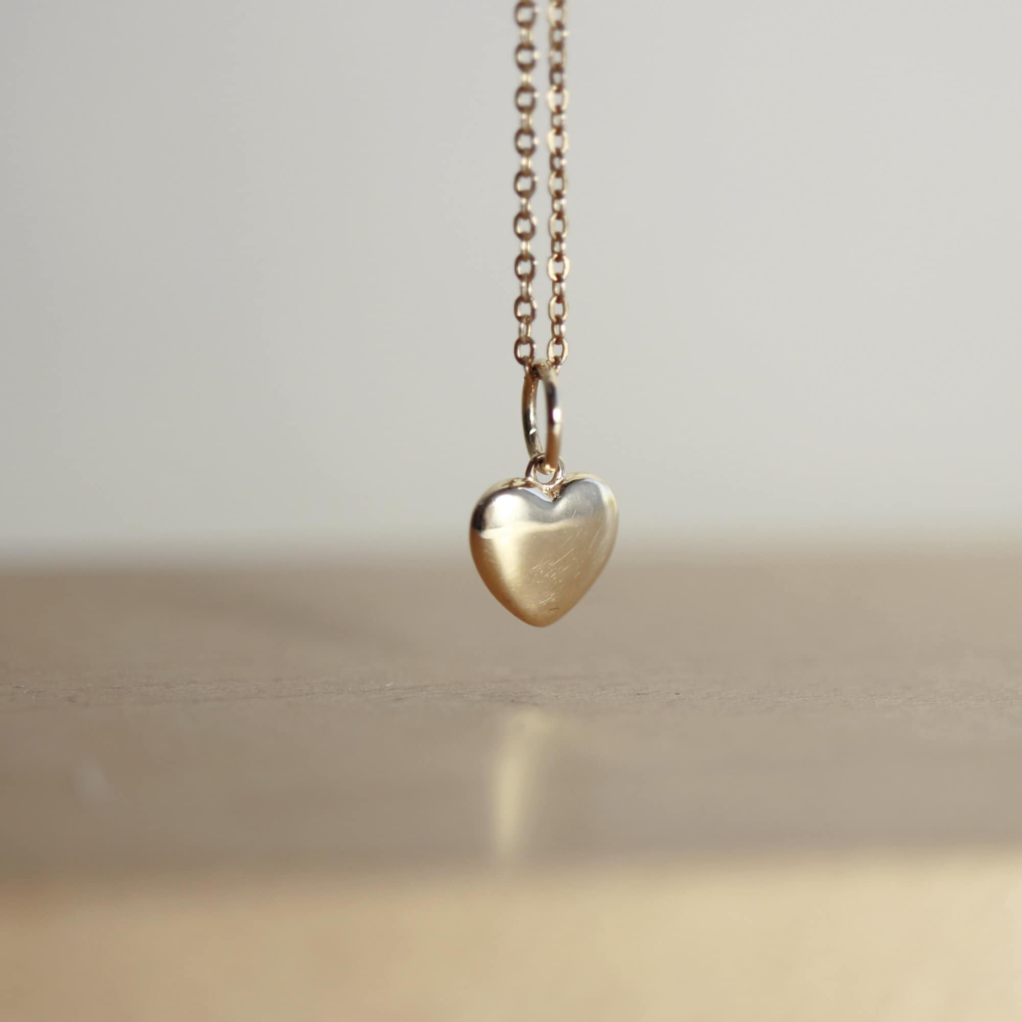 14k Gold Heart Charm or Necklace, Golden Solid Heart Charm - Melt'm Jewelry