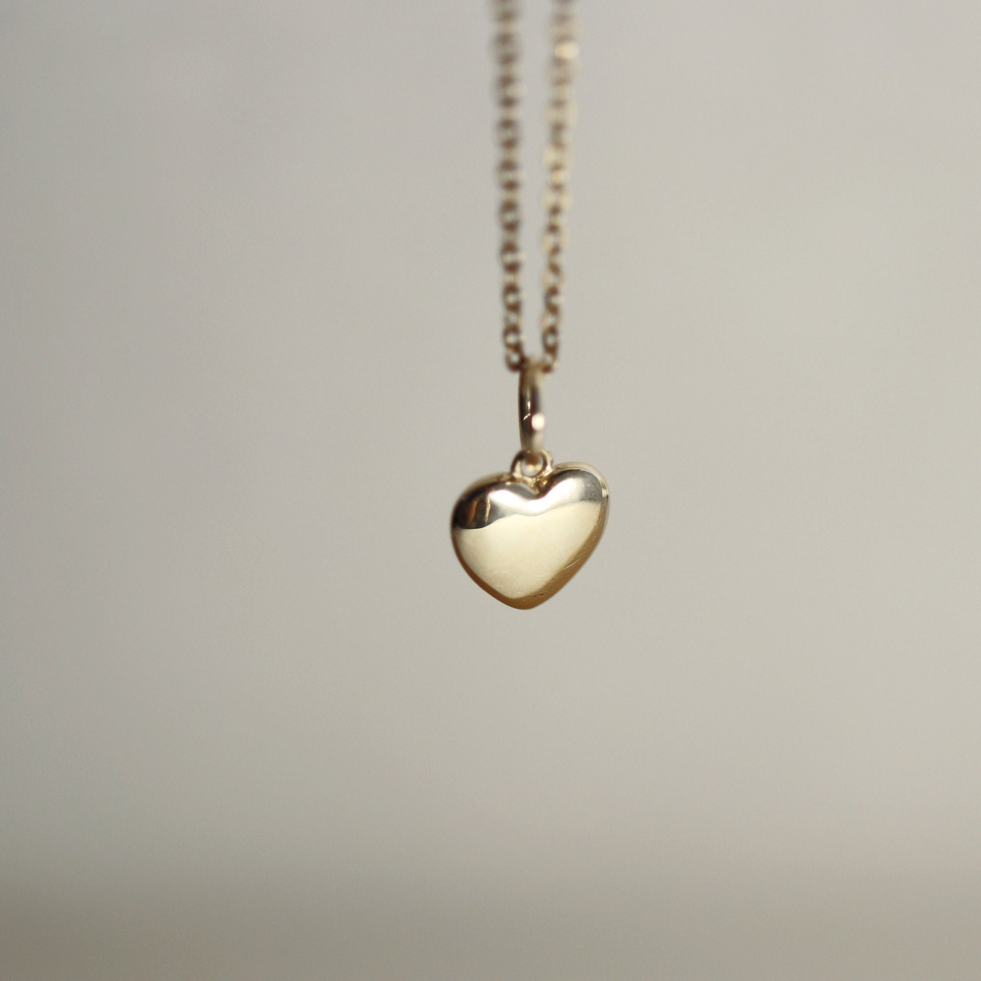 14k Gold Heart Charm or Necklace, Golden Solid Heart Charm - Melt'm Jewelry