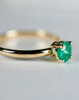 Solitaire Natural Emerald Ring 14k Gold