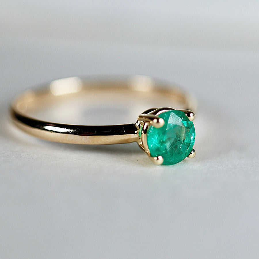 Solitaire Natural Emerald Ring 14k Gold, Handmade Emerald Promise Ring, May Birthstone Ring, Emerald Engagement Ring, 20th Anniversary Ring