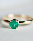 Solitaire Natural Emerald Ring 14k Gold