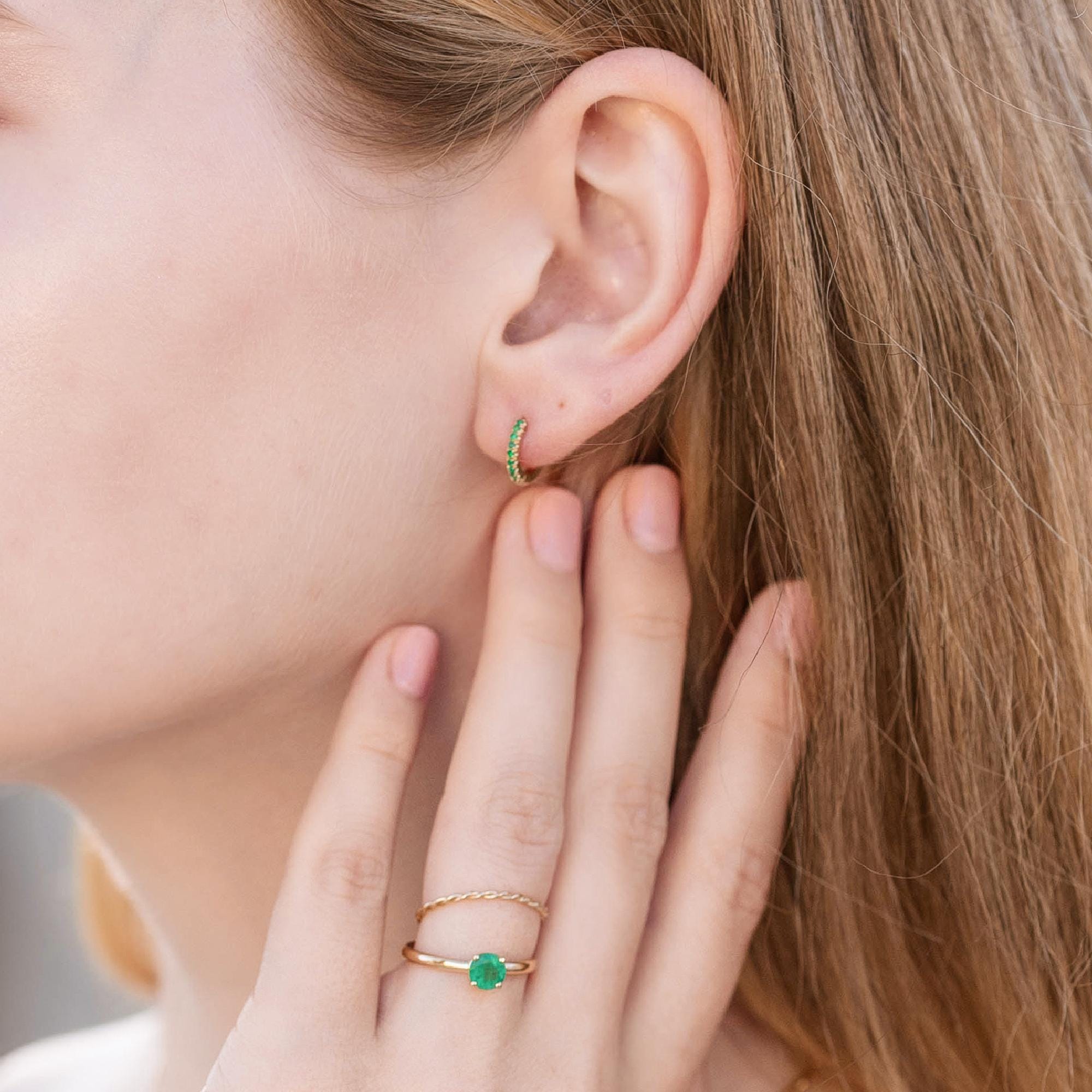 Mini Emerald Earrings 14k Gold (SINGLE or PAIR) - Melt'm Jewelry