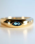 14k Gold Minimalist Dome Ring With Marquise London Blue Topaz - Melt'm Jewelry
