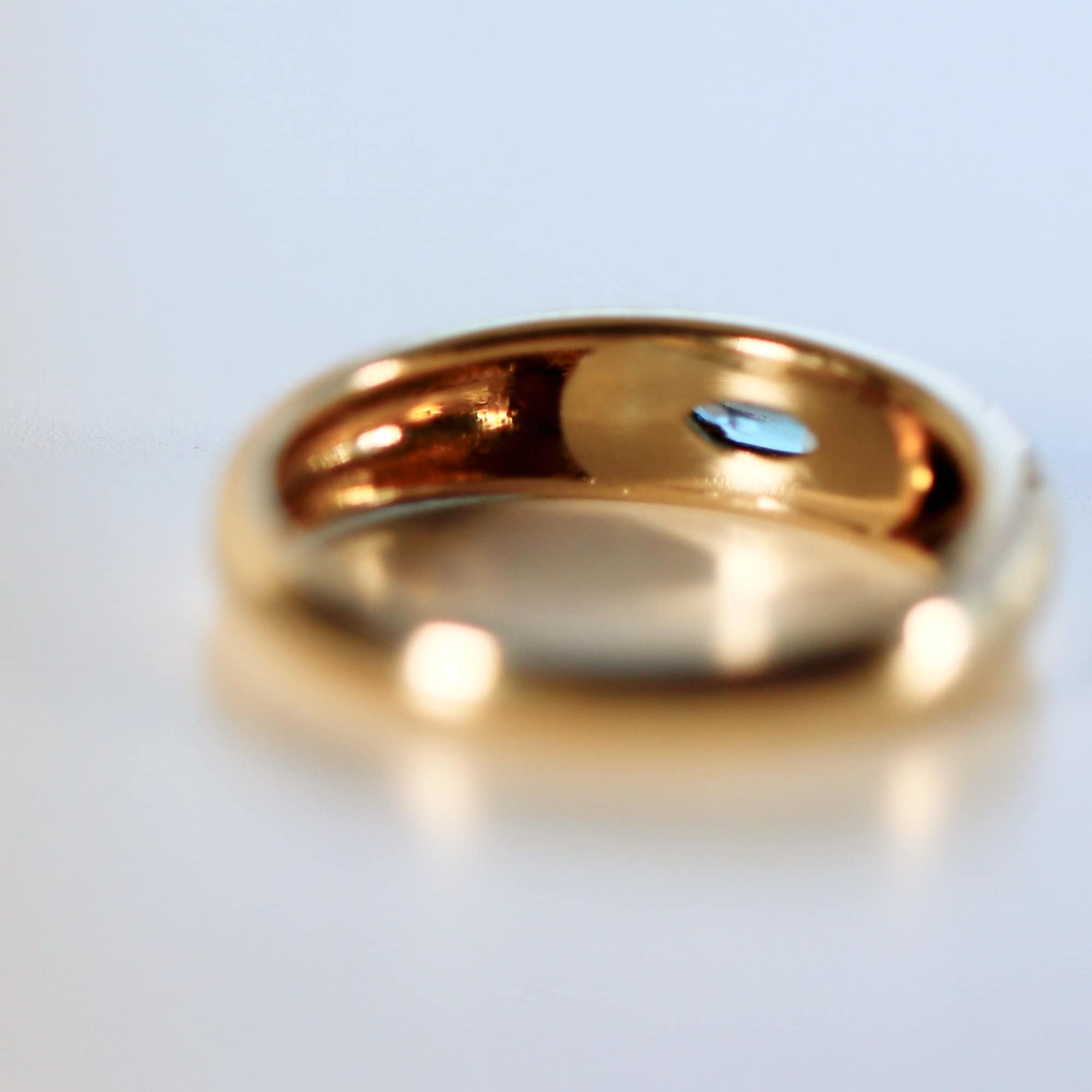 14k Gold Minimalist Dome Ring With Marquise London Blue Topaz - Melt'm Jewelry