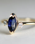Marquise Blue Sapphire & Diamonds Ring - Melt'm Jewelry