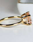 Emerald Cut Morganite Ring 14k Solid Gold - Melt'm Jewelry