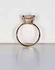 Emerald Cut Morganite Ring 14k Solid Gold