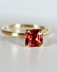 Pink Tourmaline Ring 14k Gold, Asscher Cut Tourmaline Engagement Ring, Handmade Square Tourmaline Ring, October Birthstone