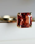 Pink Tourmaline Ring 14k Gold, Asscher Cut Tourmaline Engagement Ring, Handmade Square Tourmaline Ring, October Birthstone