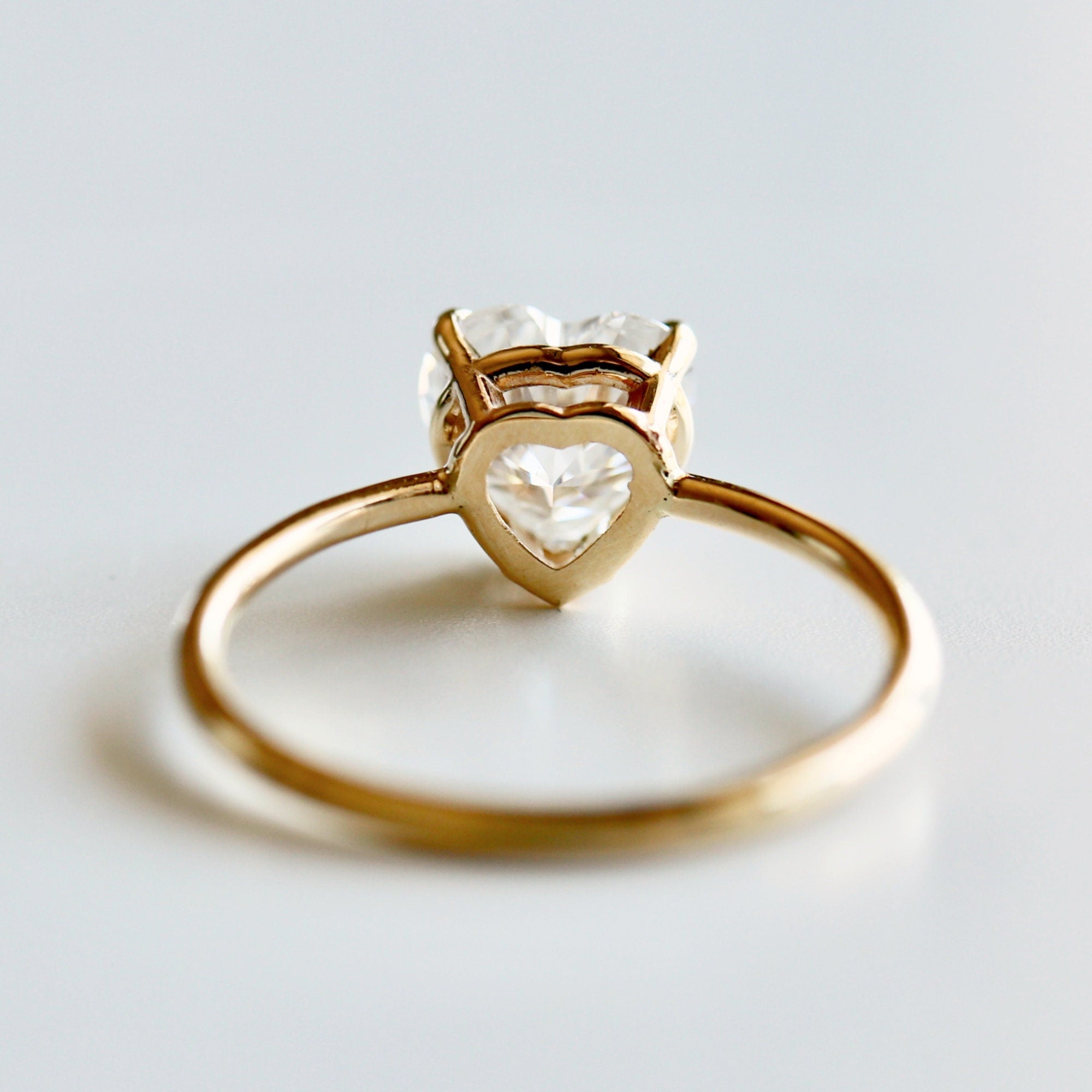 Heart Moissanite Ring 14k Gold, 1.3 Ct. Heart Moissanite Engagement Ring - Melt'm Jewelry
