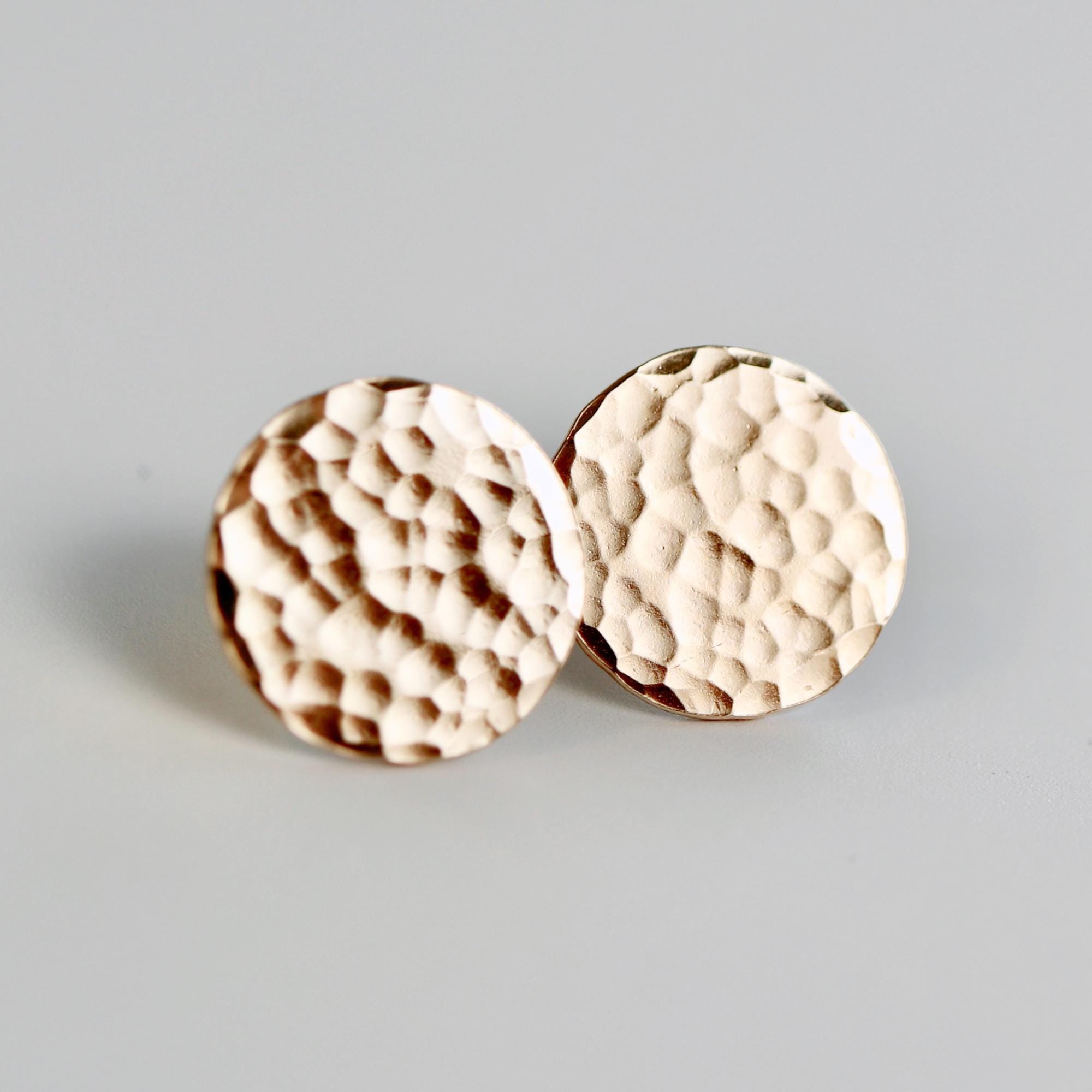 Hammered Gold Disc Stud Earrings - Melt'm Jewelry