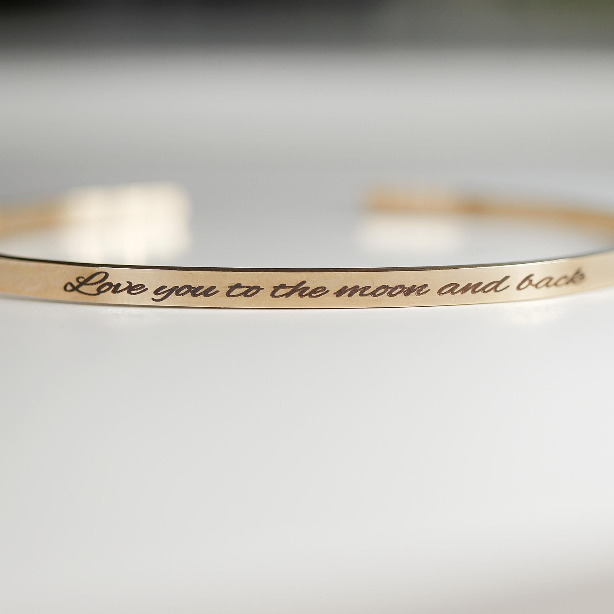 Gold Open Cuff Message Bracelet, Handwriting Inside or Outside, Hidden Message Bangle Bracelet, Gold Open Bangle Bracelet