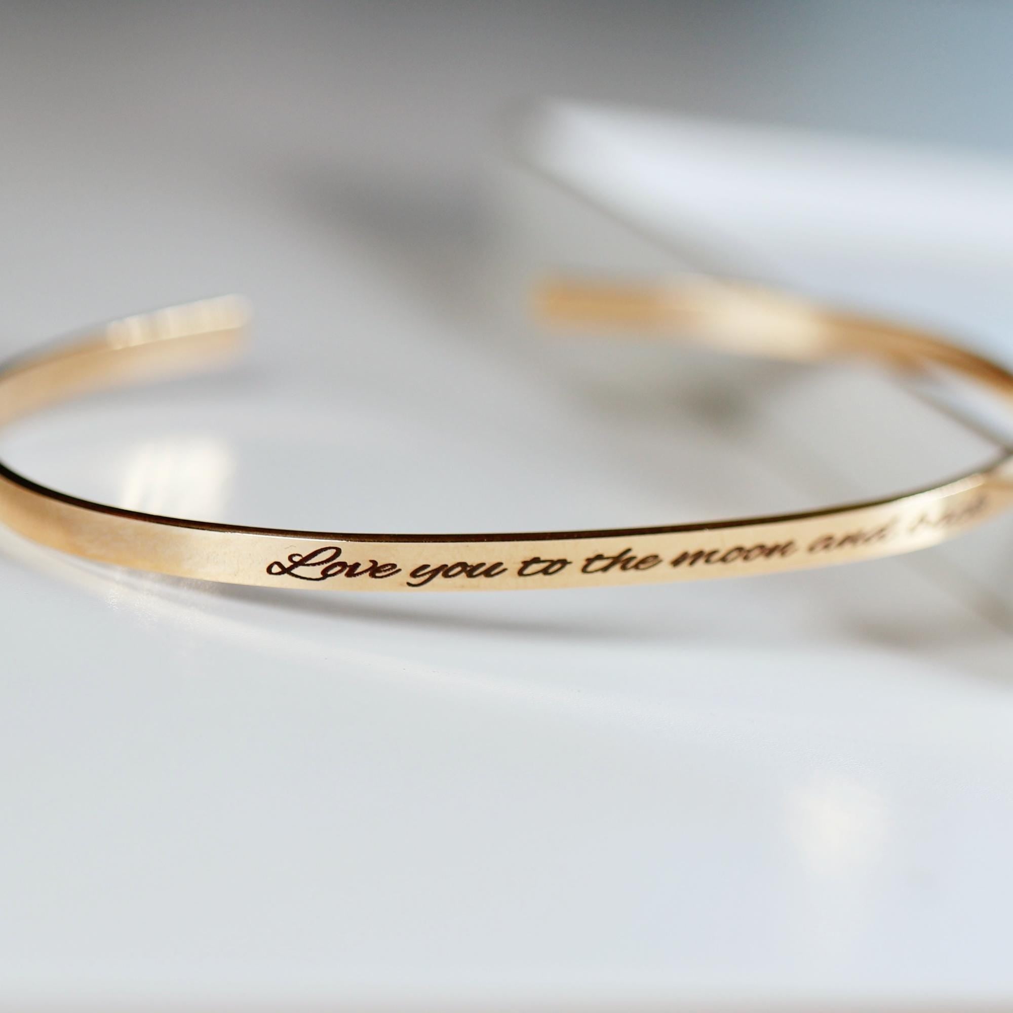 Gold Open Cuff Message Bracelet, Handwriting Inside or Outside - Melt'm Jewelry