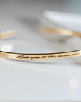 Gold Open Cuff Message Bracelet, Handwriting Inside or Outside - Melt'm Jewelry