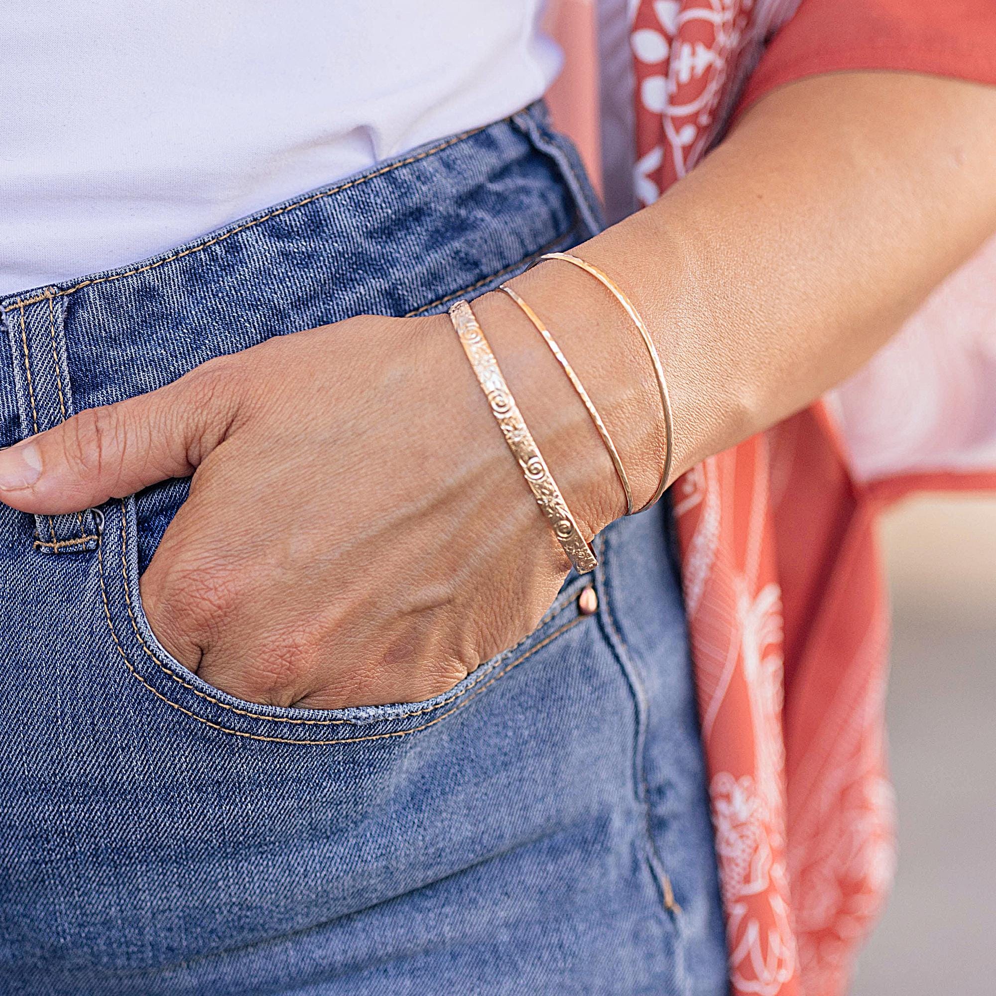 Open Cuff Message Bracelet Gold Filled or Sterling Silver Silver