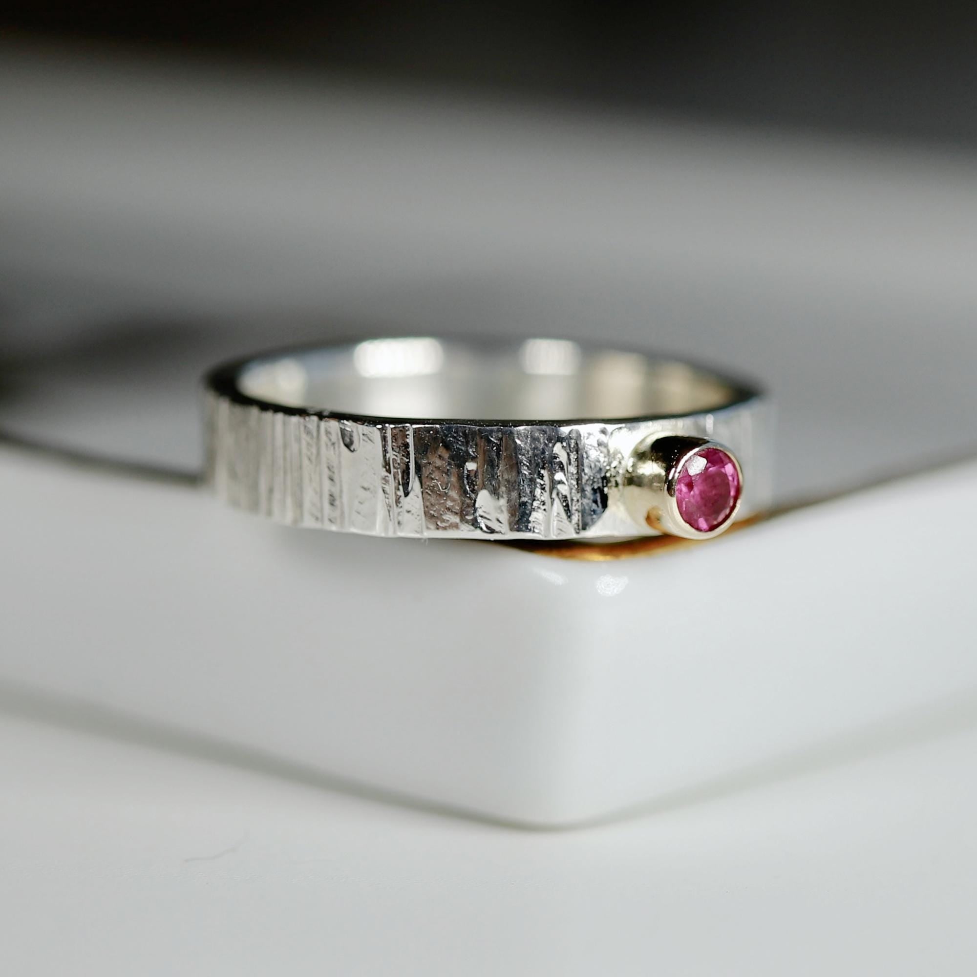 Ruby Ring, Mixed Metal Ring, Sterling Silver Ruby Ring