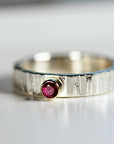 Ruby Ring, Mixed Metal Ring, Sterling Silver Ruby Ring