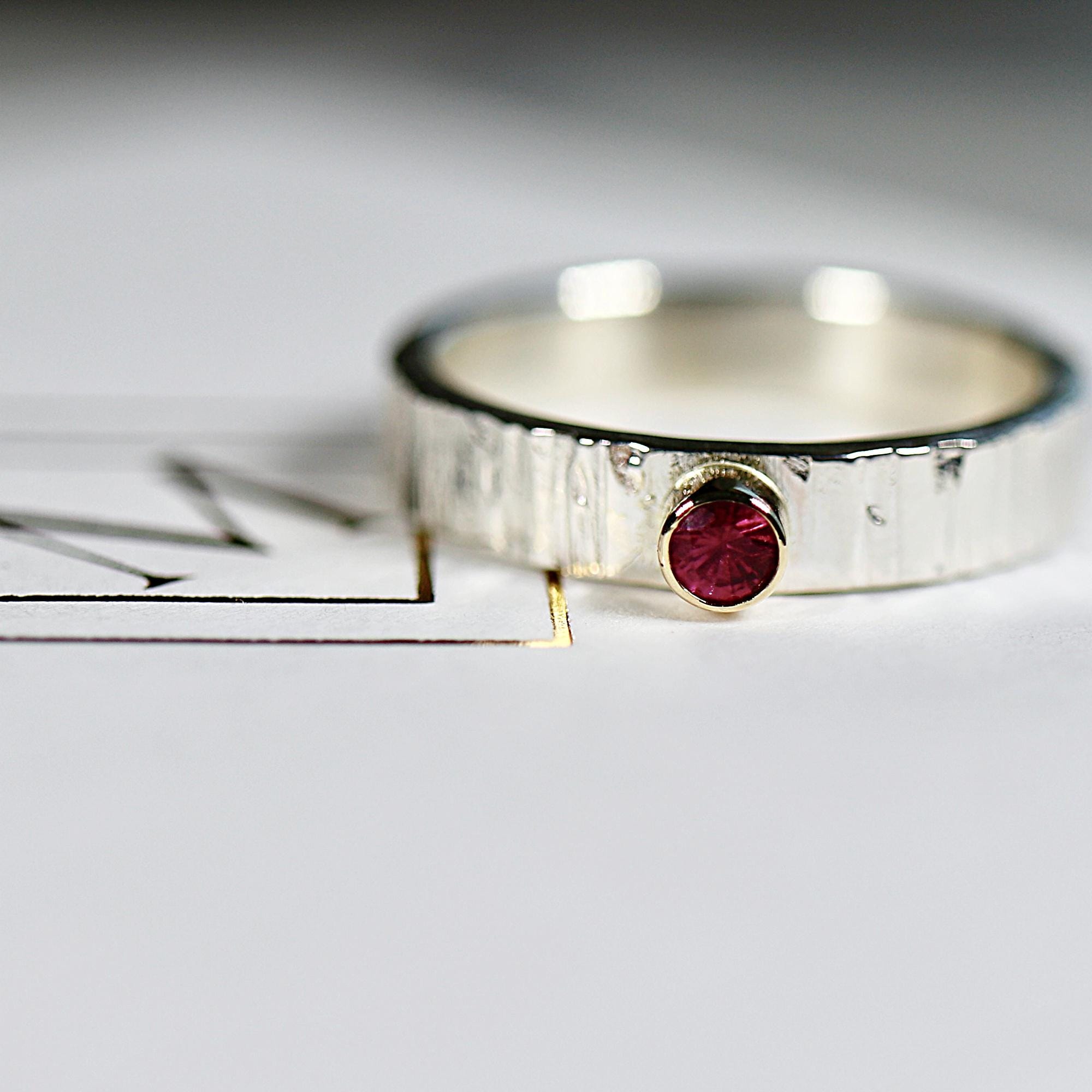 Ruby Ring, Mixed Metal Ring, Sterling Silver Ruby Ring