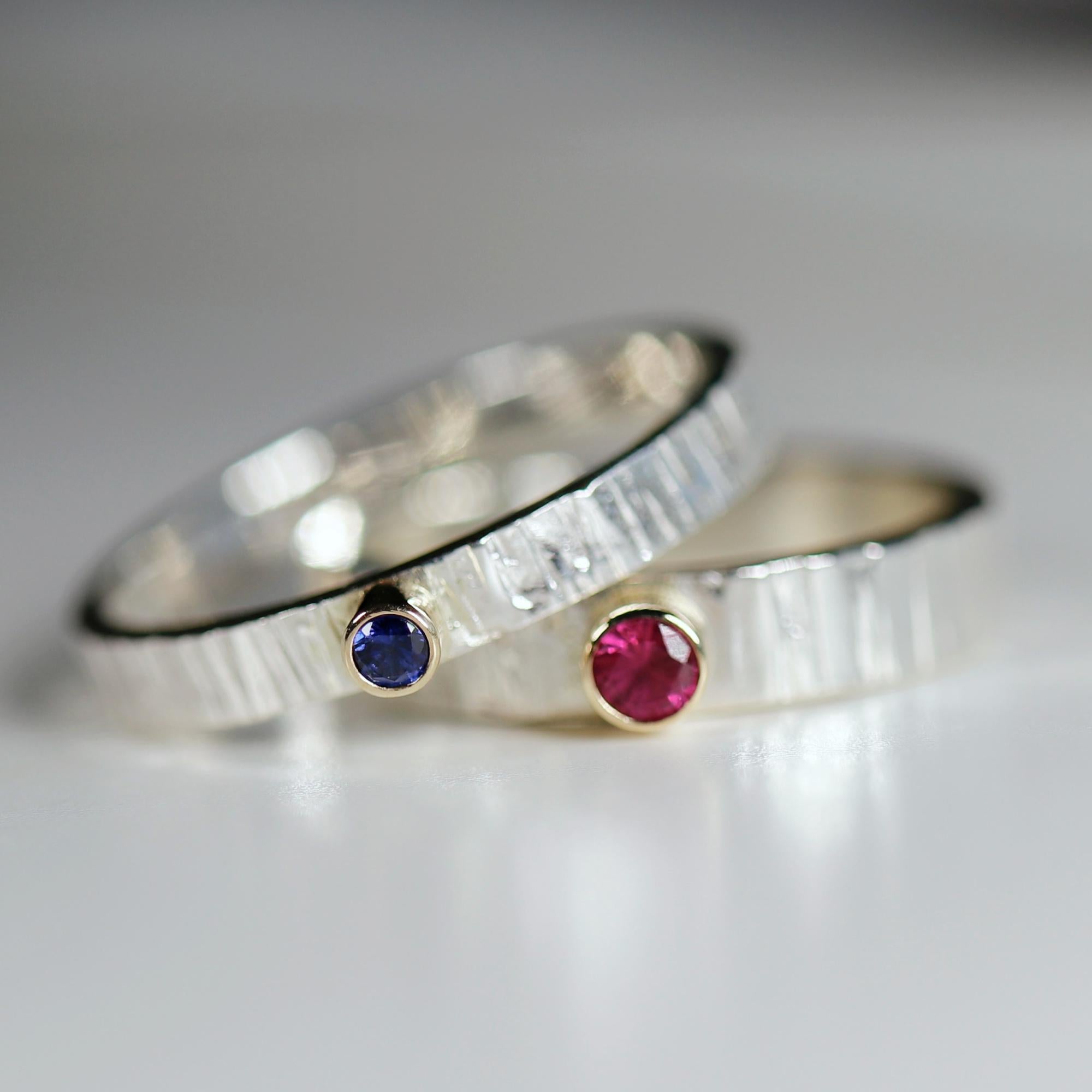 Mixed Metal Ring, Sterling Silver Sapphire Ring