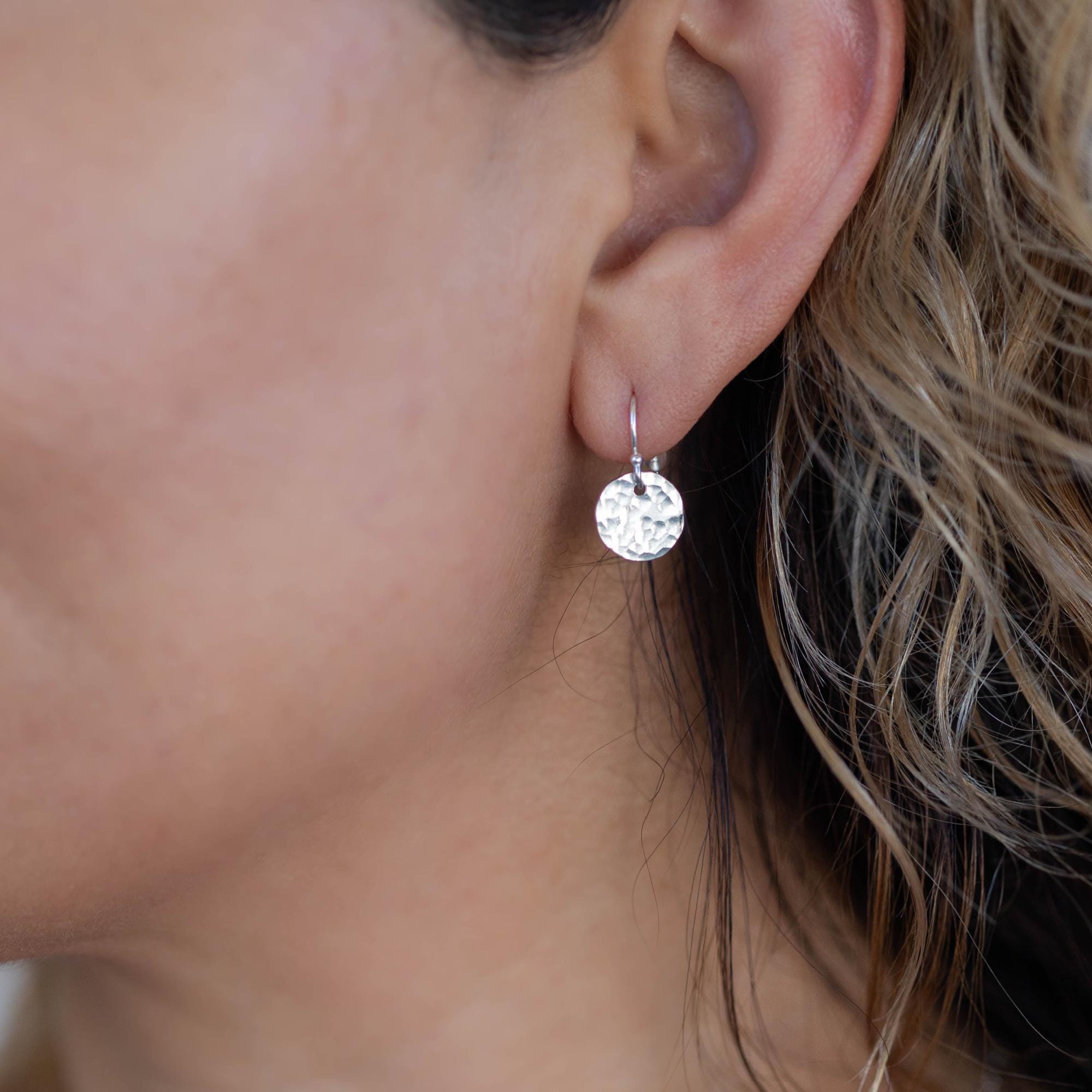 Hammered Silver Disc Earrings