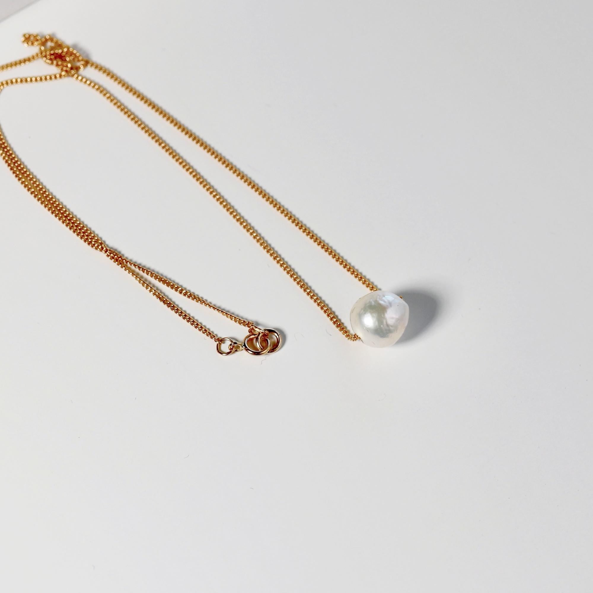 Natural Siding Pearl Necklace, June Birthstone Jewelry Gold Filled