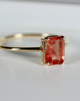 Solitaire Sunstone Ring 14k Solid Gold