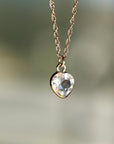 Heart White Topaz Charm or Necklace 14k Solid Gold