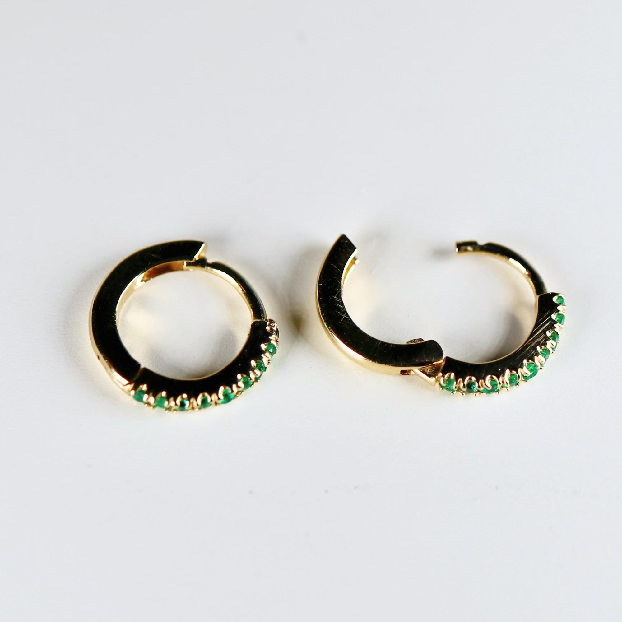 Mini Emerald Earrings 14k Gold (SINGLE or PAIR) - Melt'm Jewelry
