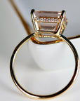 Emerald Cut Morganite Ring 14k Solid Gold