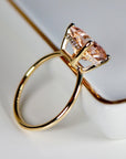 Emerald Cut Morganite Ring 14k Solid Gold, Morganite Engagement Ring, Hidden Halo Ring, Art Deco Engagement Ring,