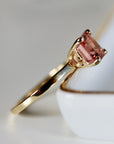 Pink Tourmaline Ring 14k Gold, Asscher Cut Tourmaline Engagement Ring, Handmade Square Tourmaline Ring, October Birthstone