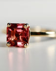 Pink Tourmaline Ring 14k Gold, Asscher Cut Tourmaline Engagement Ring, Handmade Square Tourmaline Ring, October Birthstone