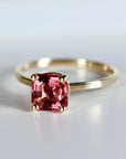 Pink Tourmaline Ring 14k Gold, Asscher Cut Tourmaline Engagement Ring, Handmade Square Tourmaline Ring, October Birthstone