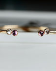 Dual Birthstone Bracelets Gold Filled or Sterling Silver, Open Gemstone Bangles