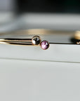 Dual Birthstone Bracelets Gold Filled or Sterling Silver, Open Gemstone Bangles